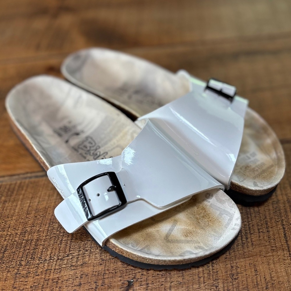 Birkenstock Birkis 250 Womens White Cross Strap Slip On Sandals L8 M6